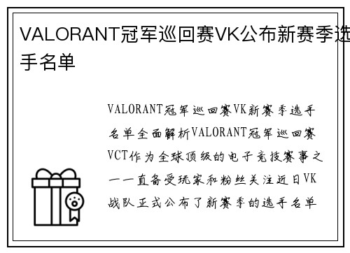 VALORANT冠军巡回赛VK公布新赛季选手名单